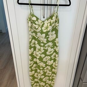 Reformation Green Floral Midi Dress